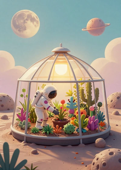 Lunar Homestead - cozy space farming simulation on alien moon with vibrant extraterrestrial garden
